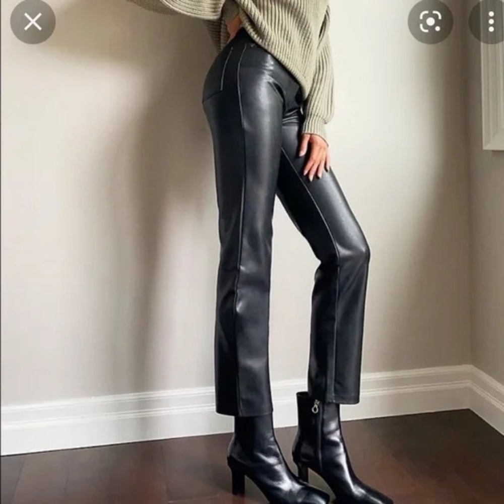 Aritzia Wilfred The Melina Pant Black Vegan Leather High Rise Straight Leg sz 4 - Picture 5 of 12